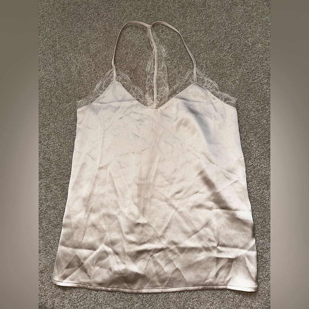 Rachel Zoe Cream Satin Lace Cami